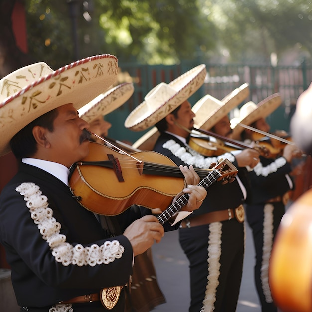 Foto gratuita banda de música tradicional mexicana tocando el violín en la ciudad de méxico