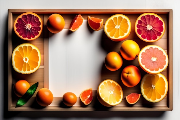 Foto gratuita una bandeja de diferentes frutas con la palabra naranja