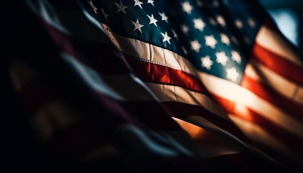 Bandera americana ondeando con orgullo símbolo de libertad generado por IA