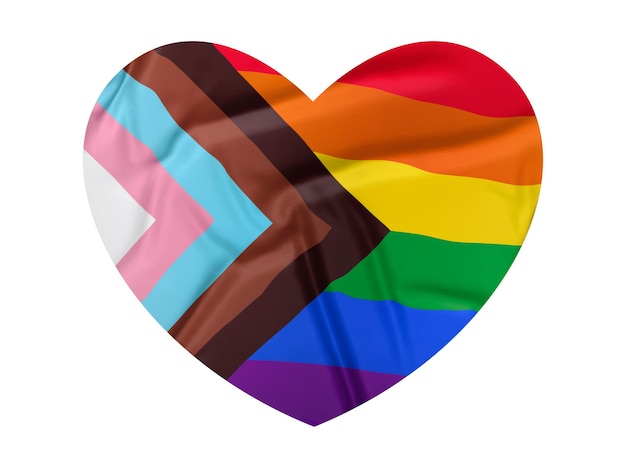 Una bandera del arcoíris tiene forma de corazón.