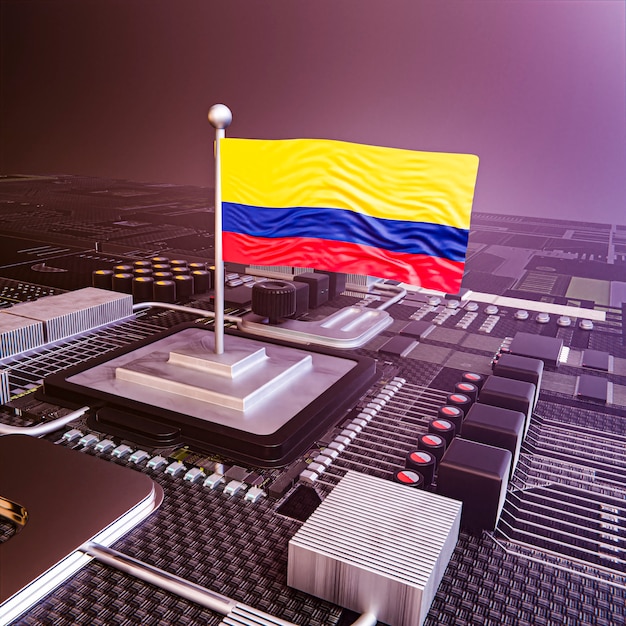 Foto gratuita bandera colombiana en chip de computadora