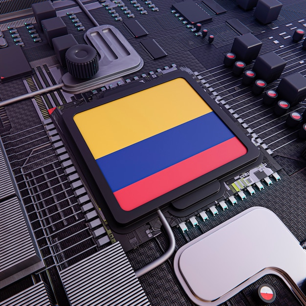 Bandera colombiana en chip de computadora