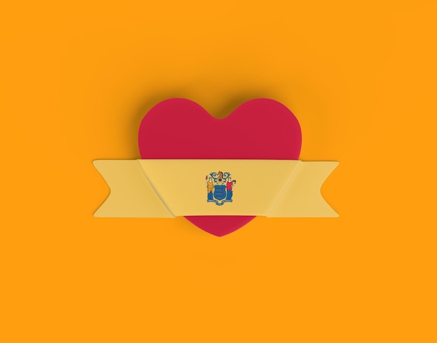 Bandera de corazón de bandera de Nueva Jersey