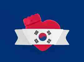 Foto gratuita bandera del corazón de corea del sur