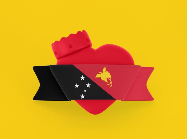 Foto gratuita bandera del corazón de papúa nueva guinea