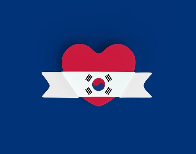 bandera corea del sur, corazón, bandera