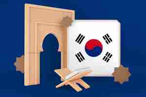 Foto gratuita bandera de corea del sur de ramadán y antecedentes islámicos