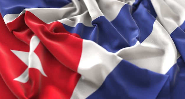 Bandera de Cuba Foto de estudio Ruffled Maravilloso Agarrar Horizontal Primer plano