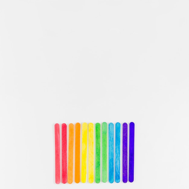 Bandera del día del orgullo lgbt con palos de colores