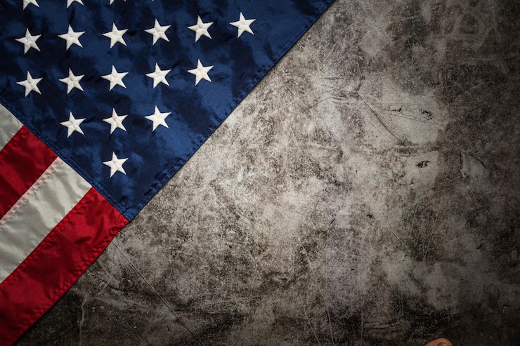 Foto gratuito bandera de estados unidos sobre fondo negro.