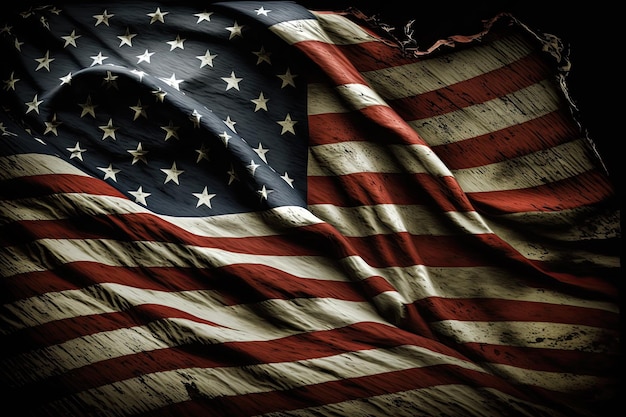 Bandera estadounidense ondeando en el fondo del viento Ai generativo