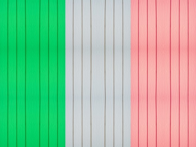 Bandera de Italia en el fondo de madera.