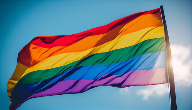 Foto gratuita bandera lgtbiq ondeando en libertad viento ia generativa