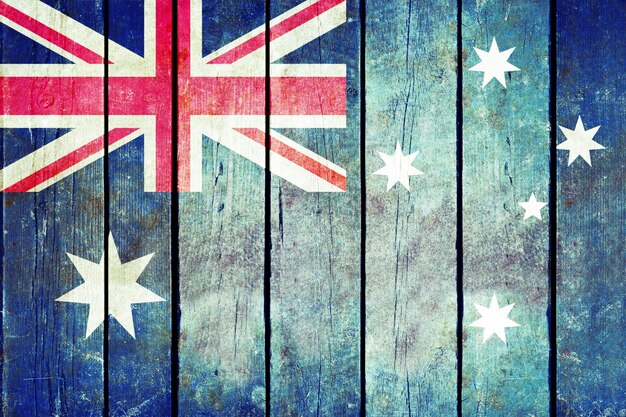 Bandera de madera del grunge de Australia.