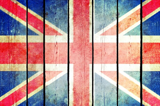 Bandera de madera del grunge de Gran Bretaña.