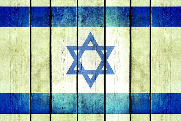 Bandera de madera de grunge de Israel.