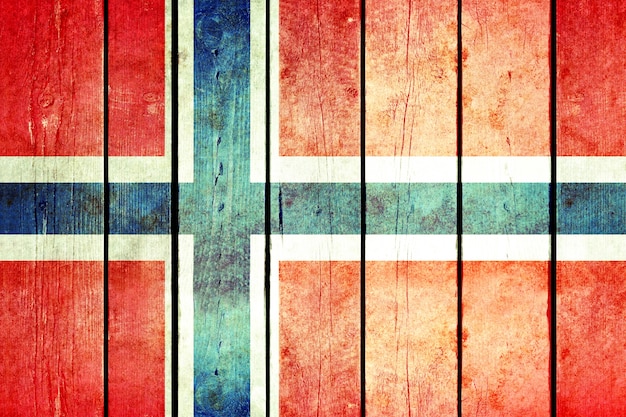 Bandera de madera de grunge de Noruega.