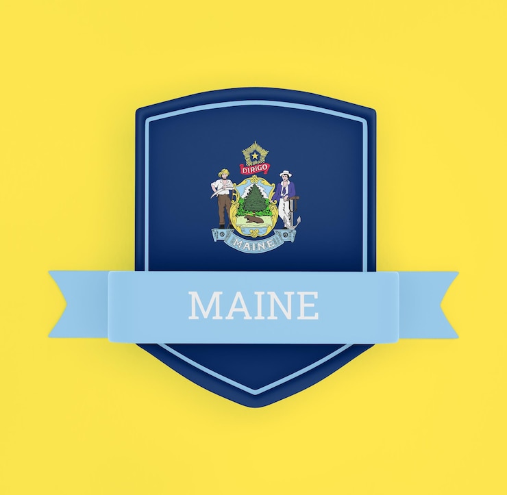 Bandera de Maine con estandarte