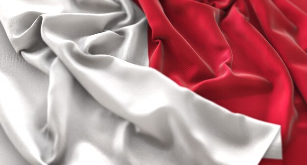 Bandera de Malta Ruffled Bellamente Agitando Macro Foto de primer plano