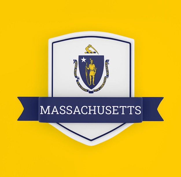 Bandera de Massachusetts con pancarta