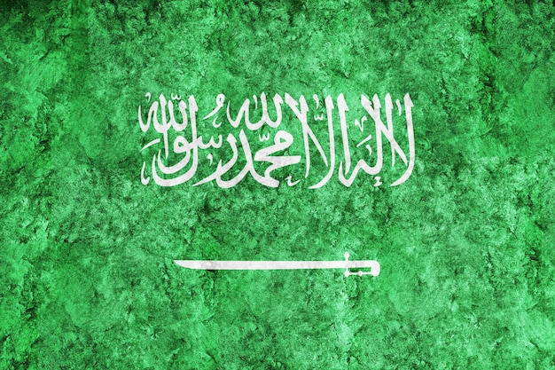 Foto gratuita bandera metálica de arabia saudita, bandera texturizada, bandera grunge