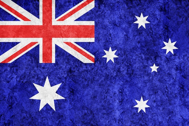 Bandera metálica de Australia, bandera texturizada, bandera grunge