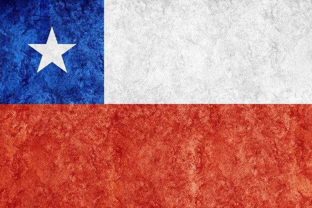 Bandera metálica de Chile, bandera texturizada, bandera grunge