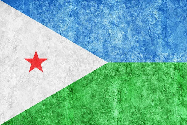 Bandera metálica de Djibouti, bandera texturizada, bandera grunge