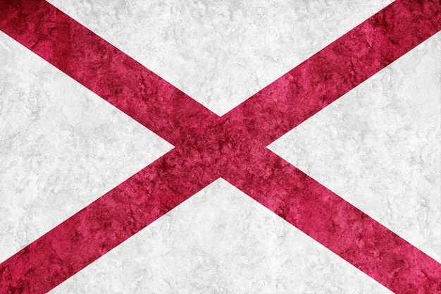 Bandera metálica del estado de Alabama, fondo de la bandera de Alabama Textura metálica