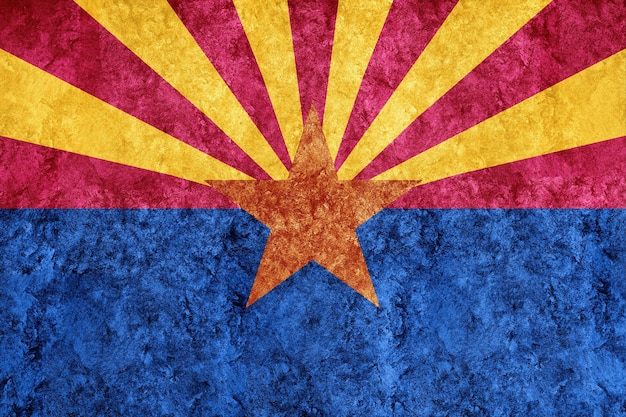 Bandera metálica del estado de Arizona, fondo de la bandera de Arizona Textura metálica