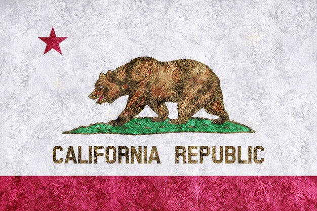 Bandera metálica del estado de California, fondo de la bandera de California Textura metálica