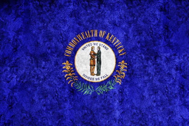 Bandera metálica del estado de Kentucky, fondo de la bandera de Kentucky Textura metálica