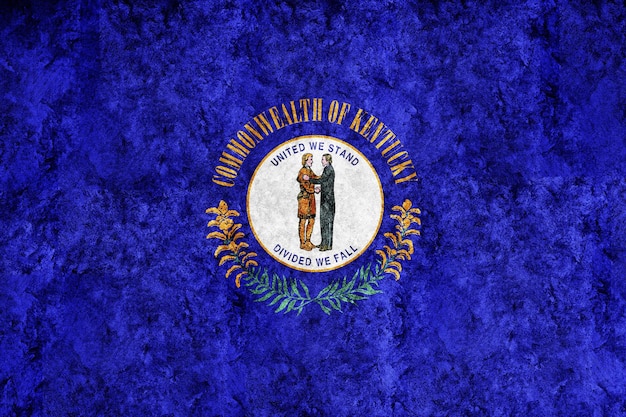 Bandera metálica del estado de Kentucky, fondo de la bandera de Kentucky Textura metálica