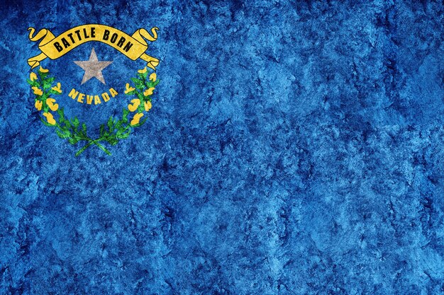 Bandera metálica del estado de Nevada, fondo de la bandera de Nevada Textura metálica