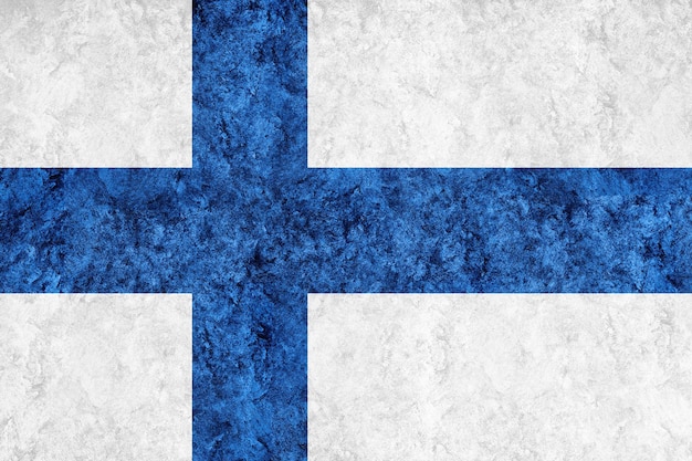 Foto gratuita bandera metálica de finlandia, bandera texturizada, bandera grunge