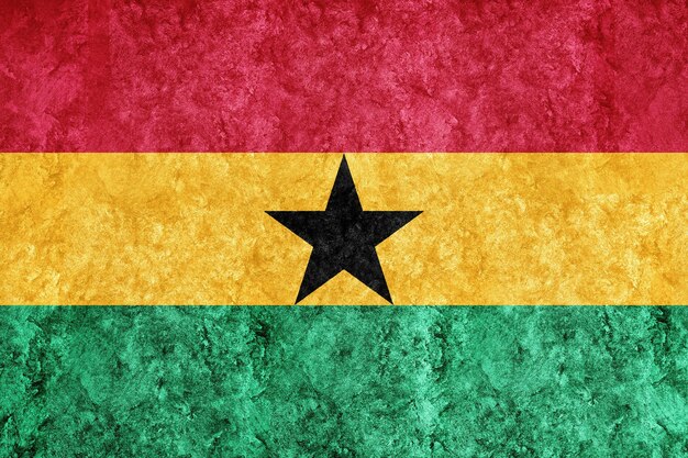 Bandera metálica de Ghana, bandera texturizada, bandera grunge