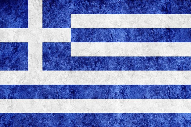 Bandera metálica de Grecia, bandera texturizada, bandera grunge