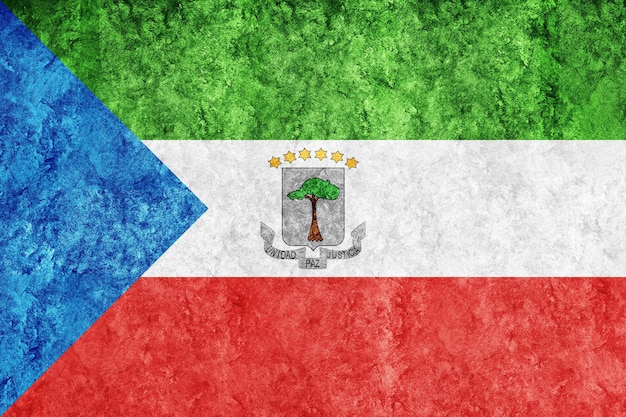 Bandera metálica de Guinea Ecuatorial, bandera texturizada, bandera grunge