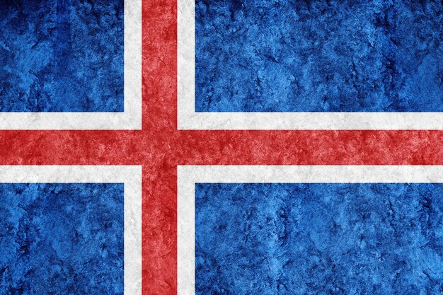 Bandera metálica de Islandia, bandera texturizada, bandera grunge