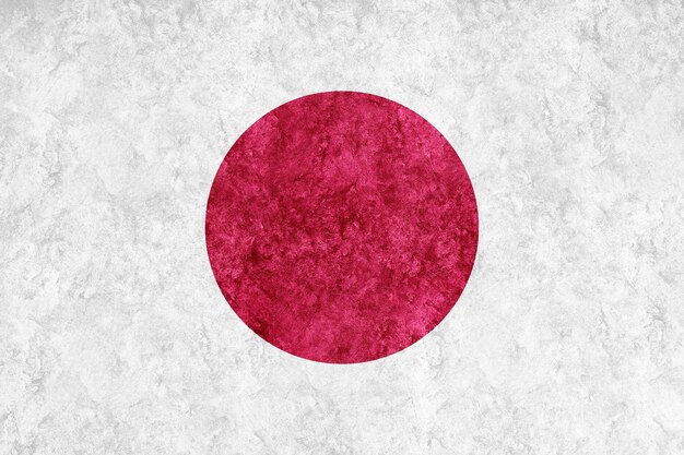 Bandera metálica de Japón, bandera texturizada, bandera grunge