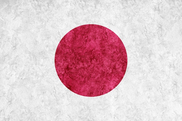 Bandera metálica de Japón, bandera texturizada, bandera grunge