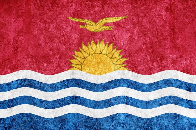 Bandera metálica de Kiribati, bandera texturizada, bandera grunge