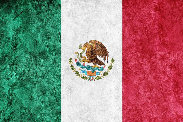 Bandera metálica de México, bandera texturizada, bandera grunge