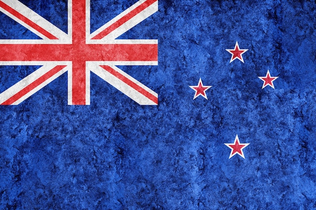 Bandera metálica de Nueva Zelanda, bandera texturizada, bandera grunge