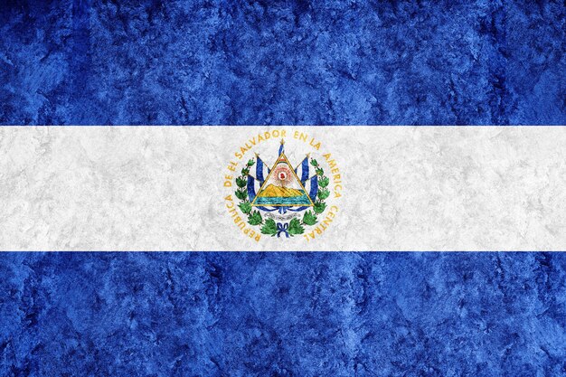 Bandera metálica de El Salvador, bandera texturizada, bandera grunge