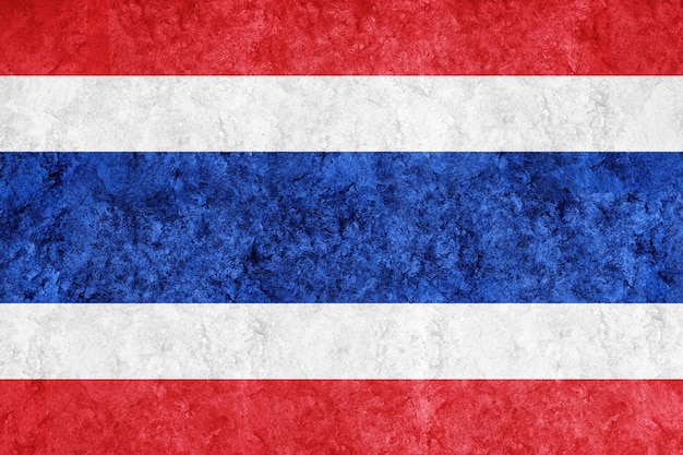 Bandera metálica de Tailandia, bandera texturizada, bandera grunge