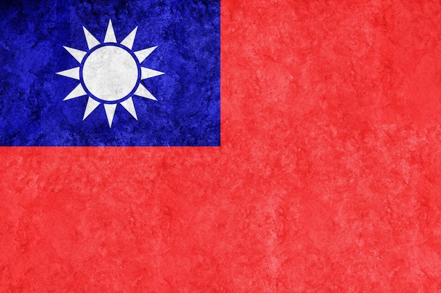 Bandera metálica de Taiwán, bandera texturizada, bandera grunge