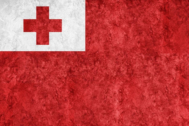 Bandera metálica de Tonga, bandera texturizada, bandera grunge
