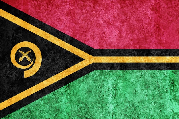 Bandera metálica de Vanuatu, bandera texturizada, bandera grunge