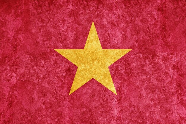 Bandera metálica de Vietnam, bandera texturizada, bandera grunge